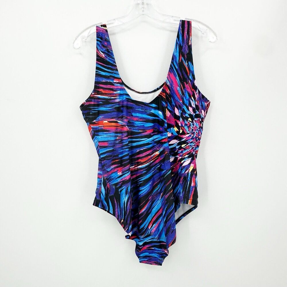 Womens One-Piece Swimsuit XL Psychedelic Swirl Groovy Dopamine Retro Vibes - Picture 2 of 6